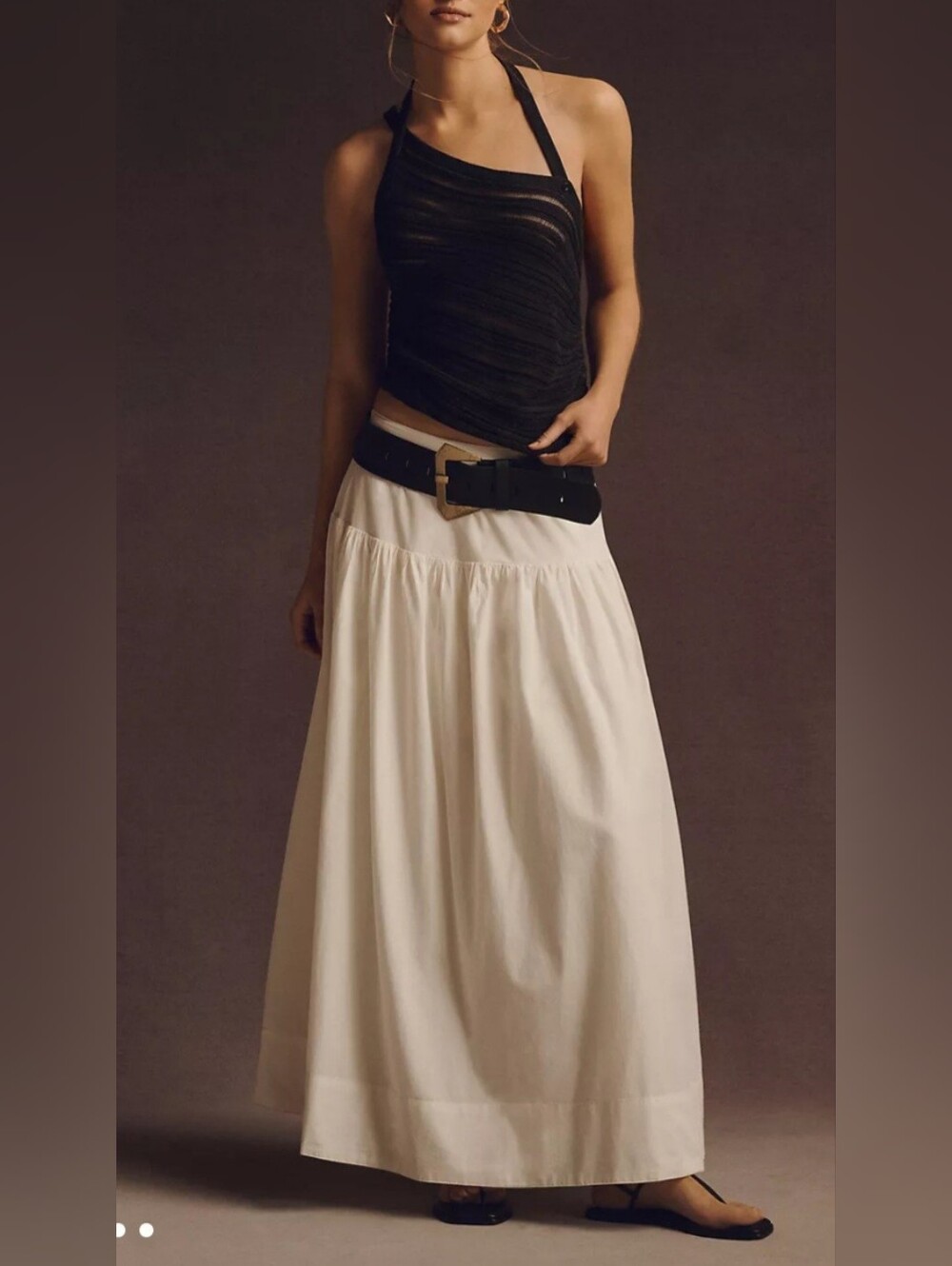 Maeve Drop-Waist Poplin Skirt in White Size XS